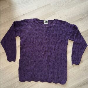 Vintage BP. Nordstrom Open Knit Pointelle/Crochet Sweater Purple Cotton USA Sz M